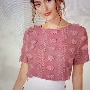 Floral keyhole back top